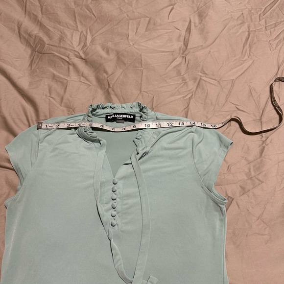 Karl Lagerfeld light green top with bow - Picture 2 of 4